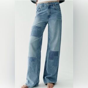 NEW ZARA MID RISE TRF SUPER WIDE LEG JEANS 27(4) INSEAM 33 TALL NWOT